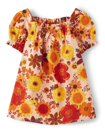 Girls Floral Flannel Top - Happy Harvest
