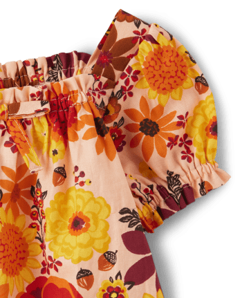 Girls Floral Flannel Top - Happy Harvest