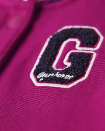 Girls Applique Patch Fleece Varsity Jacket - Prep School