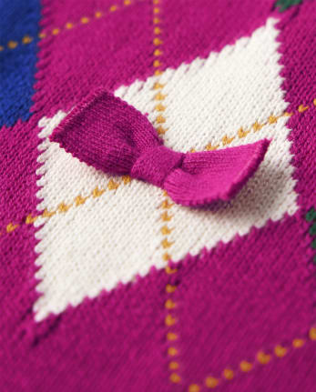 Robe pull en intarsia à losanges pour filles - Prep School