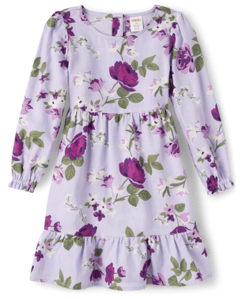 Robe à volants en flanelle florale pour filles - Magical Meadow