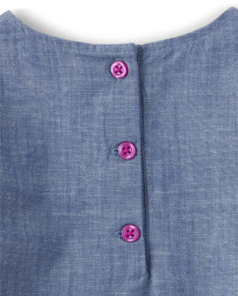 Girls Embroidered Owl Chambray Peplum Top - Magical Meadow