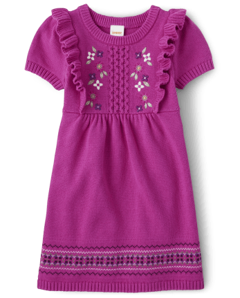 Girls Embroidered Floral Sweater Dress - Magical Meadow