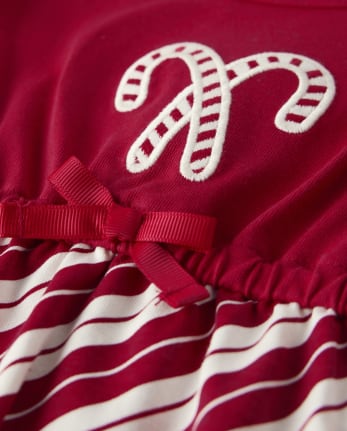 Robes à volants brodées de cannes de bonbon Fille - A Royal de Noël