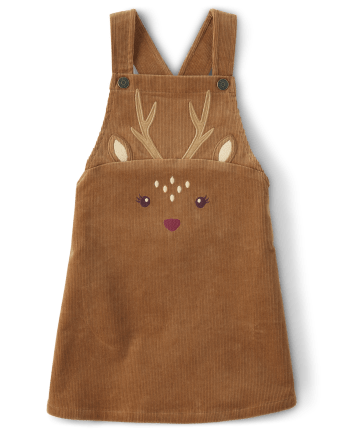 Girls Embroidered Deer Corduroy Skirtall - Enchanted Forest