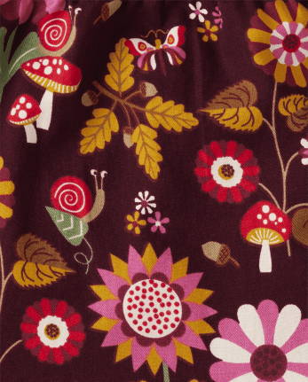 Girls Flower Leaf Flannel Tiered Dress - Enchanted Forest