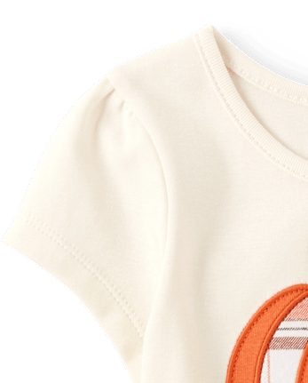 Girls Embroidered Pumpkin Top - Lil' Pumpkin
