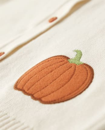 Cardigan citrouille appliqué pour filles - Lil' Pumpkin