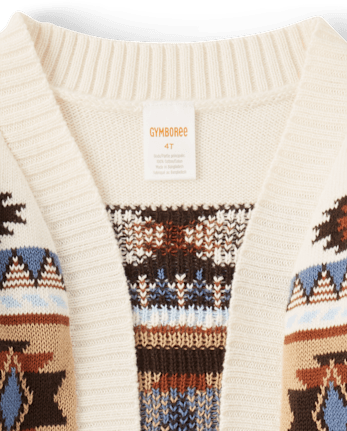 Girls Intarsia Fairisle Long Cardigan - Montana Mountain