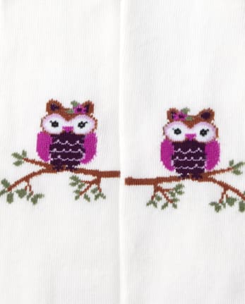 Girls Owl Floral Tights 2-Pack - Magical Meadow
