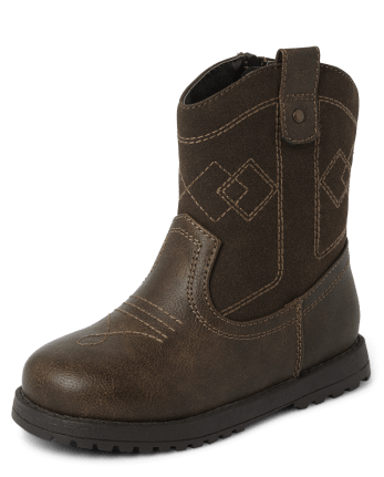 Boys Embroidered Pattern Cowboy Boots - Montana Mountain