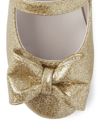 Girls Bow Glitter Ballet Flats