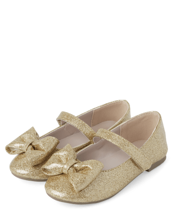 Girls Bow Glitter Ballet Flats