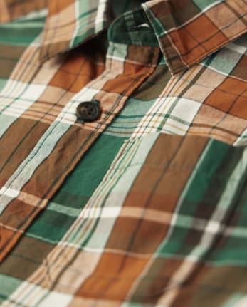 Boys Plaid Poplin Button Up Shirt - Friendly Fox