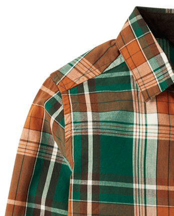 Chemise boutonnée en popeline à carreaux pour garçon - Friendly Fox