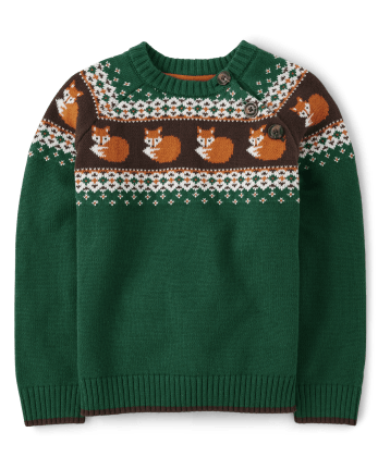 Boys Intarsia Fox Sweater - Friendly Fox