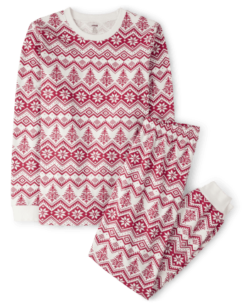 Unisex Adult Matching Family Christmas Fairisle Snug Fit Cotton Pajamas - Gymmies