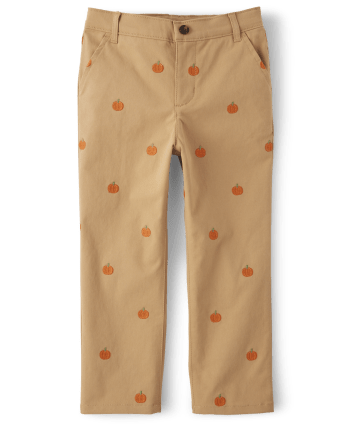 Pantalon chino en sergé de coton Schiffli Pumpkin pour garçon - Lil' Pumpkin