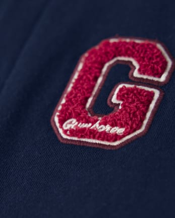 Boys Applique Patch Fleece Varsity Jacket - Prep School