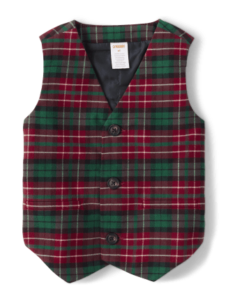 Boys Sleeveless Plaid Twill Vest A Royal Christmas RED Gymboree