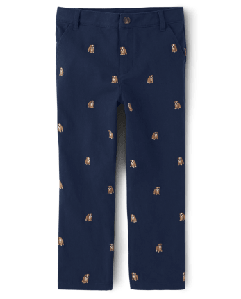 Pantalon chino en sergé pour chien Schiffli pour garçon - École préparatoire