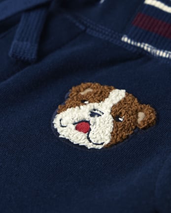 Boys Applique Dog Fleece Jogger Pants - Prep School