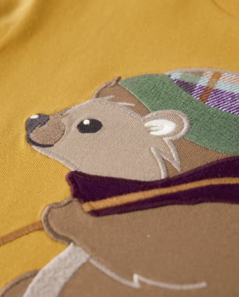 Boys Embroidered Hedgehog Layered Top - Enchanted Forest
