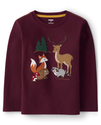 Boys Embroidered Forest Animals Top - Enchanted Forest