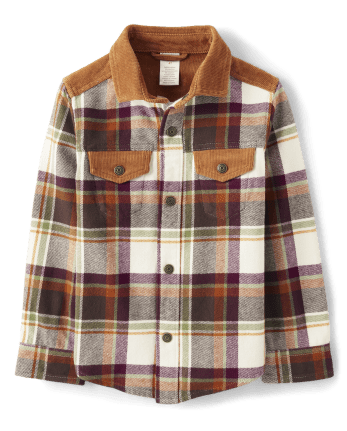 Boys Long Sleeve Plaid Flannel Shirt Jacket - Enchanted Forest ...