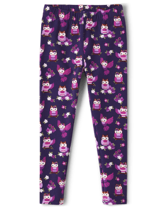 Girls Owl Print Knit Leggings Magical Meadow EMPIRE PURPLE Gymboree