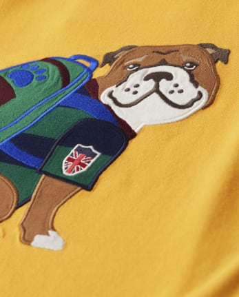 Top con perro bordado para niño - Escuela preparatoria