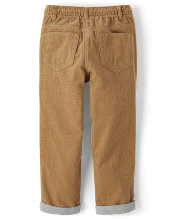 Boys Corduroy Pull On Roll Cuff Pants - Little Essentials