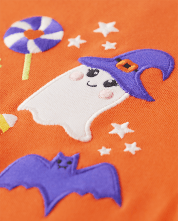 Girls Embroidered Halloween Doodles Top - Trick or Treat