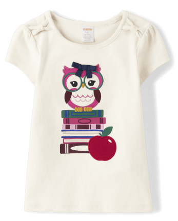 Girls Embroidered Owl Top - Prep School