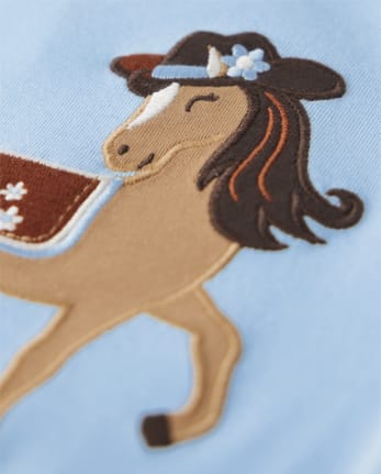Haut de cheval brodé pour filles - Montana Mountain