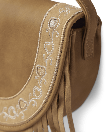 Girls Embroidered Heart Fringe Bag - Montana Mountain
