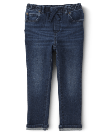Boys Five-Pocket Roll Cuff Pull On Jeans