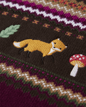 Boys Embroidered Forest Animal Sweater - Enchanted Forest