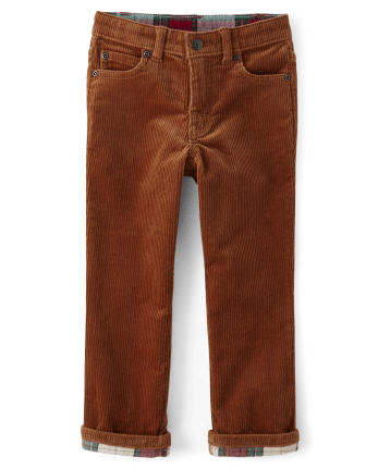 Boys Corduroy Roll Cuff Pants - Christmas Cabin