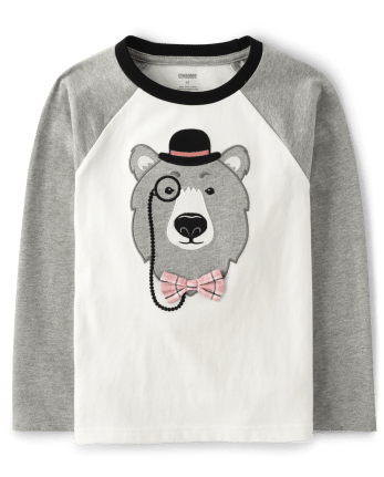 Haut raglan ours brodé pour garçons - Mesdames et messieurs