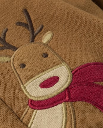 Boys Embroidered Reindeer Fleece Knit Jogger Pants Christmas Cabin ANTLER BROWN Gymboree