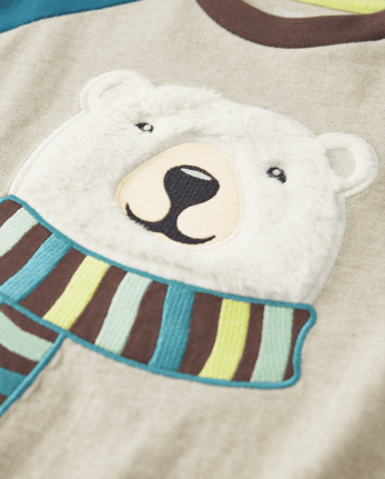 Boys Embroidered Polar Bear Raglan Top - Nordic Adventure