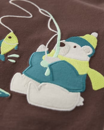 Boys Embroidered Polar Bear Layered Top - Nordic Adventure