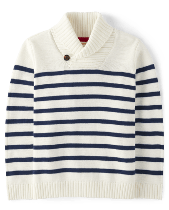 Boys Striped Shawl Sweater - Parisian Chic