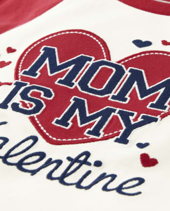 Boys Mom Heart Raglan Top - Valentine Cutie
