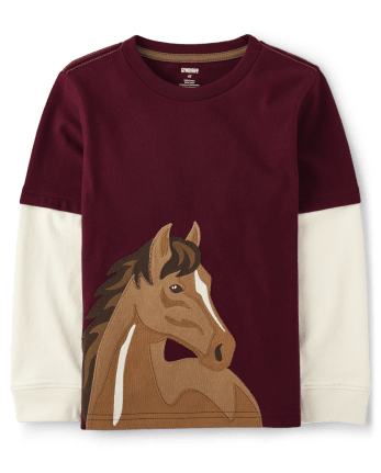 Boys Embroidered Horse Layered Top - Rustic Ranch