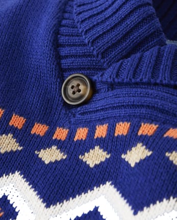 Suéter con chal y grecas alpinos en intarsia para niños