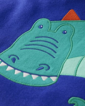 Boys Embroidered Dino Fleece Hoodie - Dino Friends