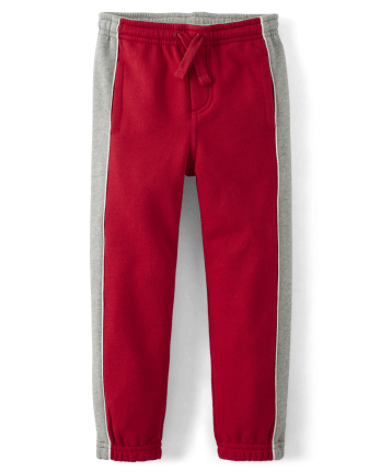Boys Colorblock Fleece Jogger Pants - Valentine Cutie