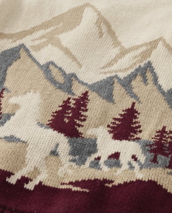 Boys Embroidered Mountain Sweater - Rustic Ranch